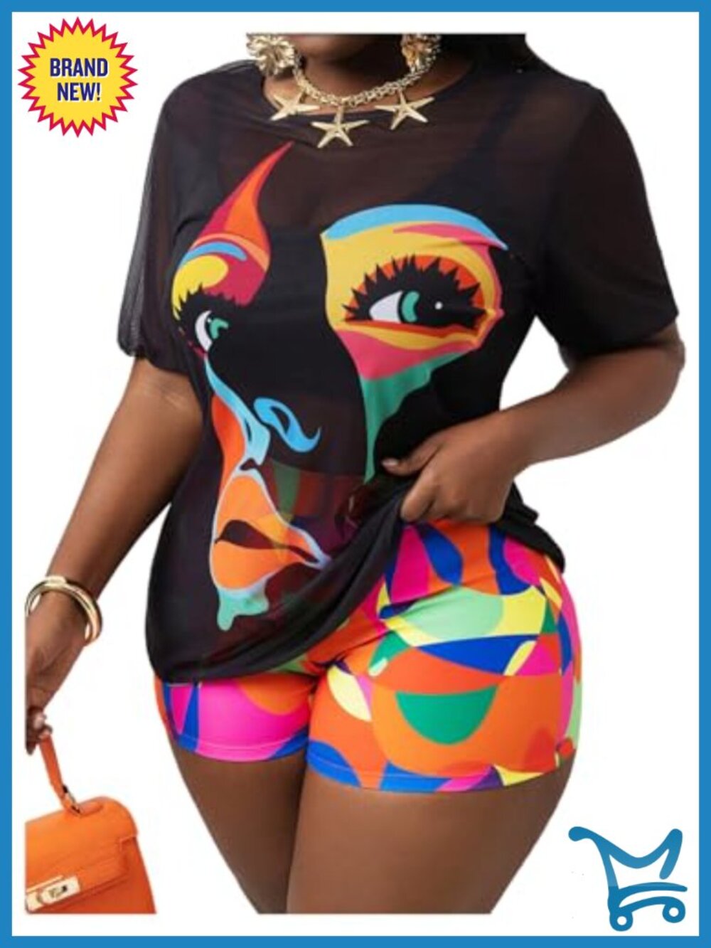 Plus Size 3 Piece Tankini Swimsuit Set High Waisted with Mesh Cover Up